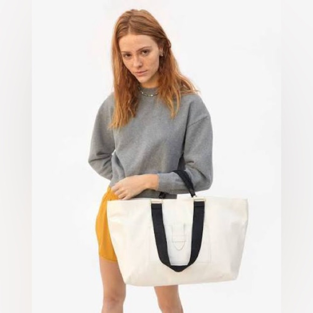 Clare V Bateau White Leather Tote Bag